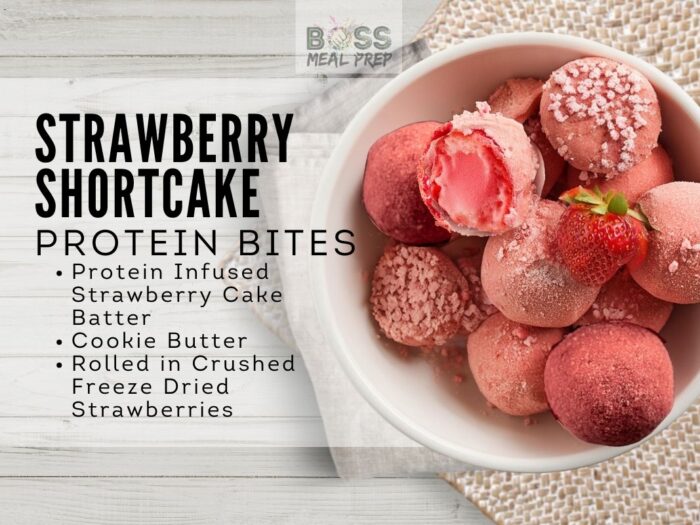 strawberry shortcake protein bites