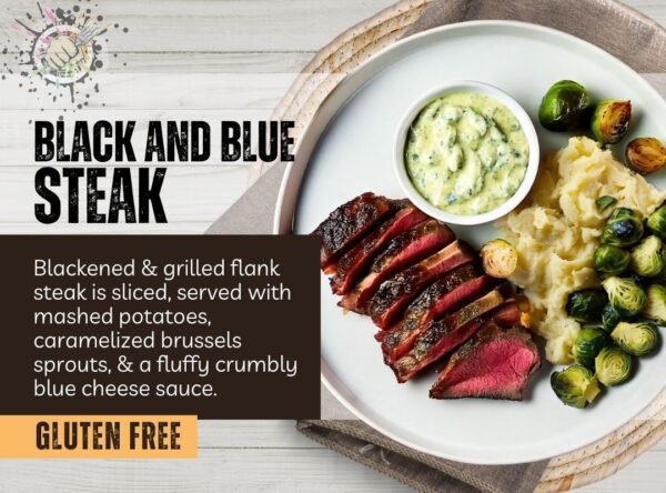 black and blue steak