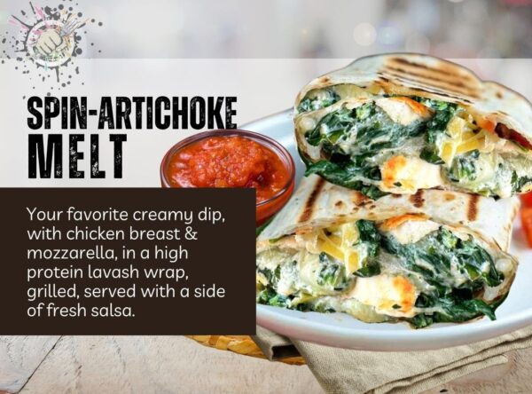 spinach artichoke chicken melt